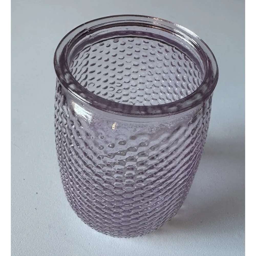 Vintage Glass Honeycomb Vase Purple MCM 6 x 4